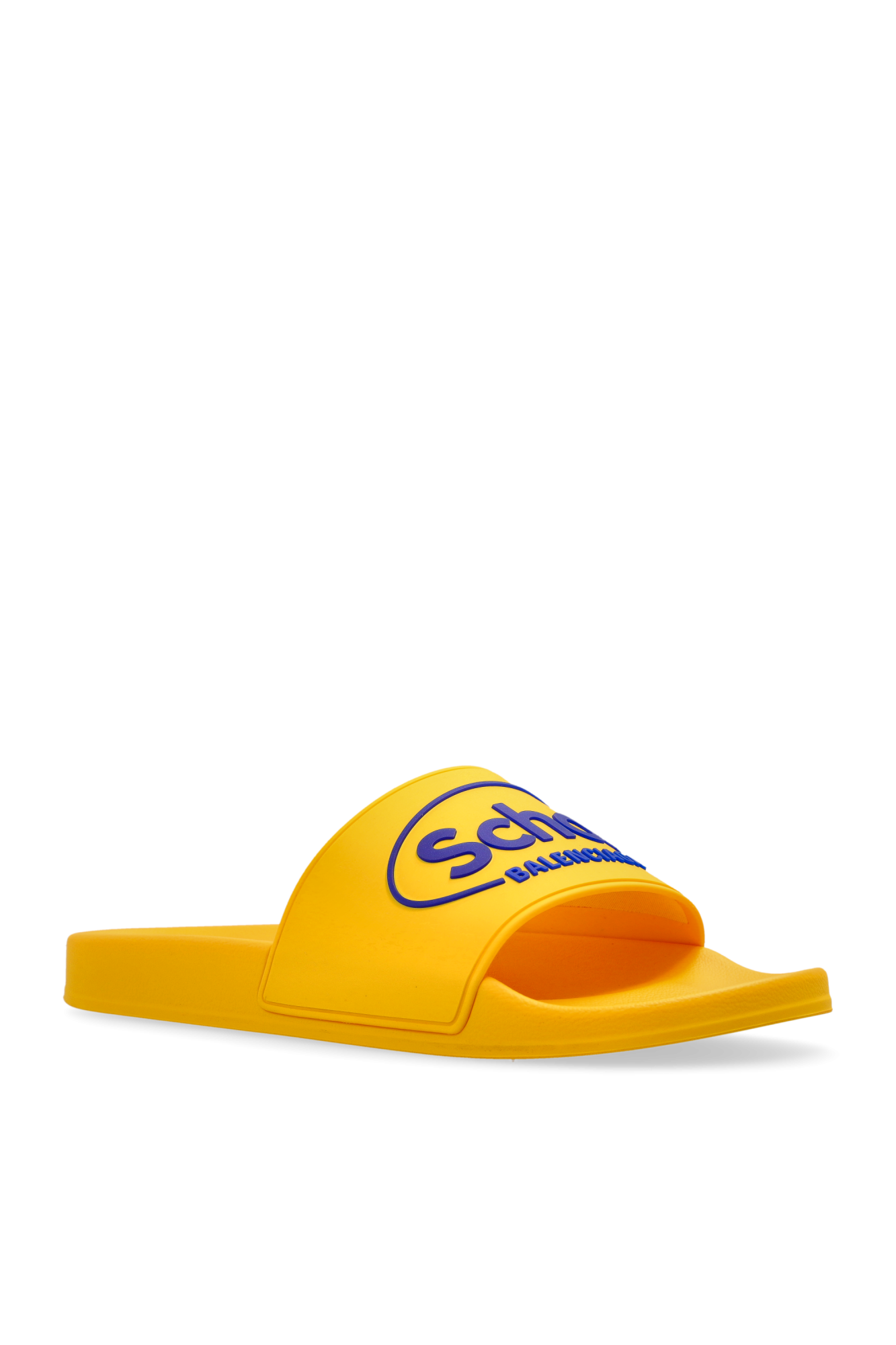 BALENCIAGA I SCHOLL POOL スライド Men's Balenciaga I Scholl Pool Slide Sandal in Yellow/blue
